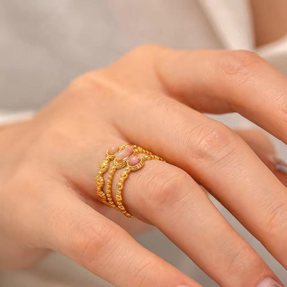 Triple layered Blush Ring