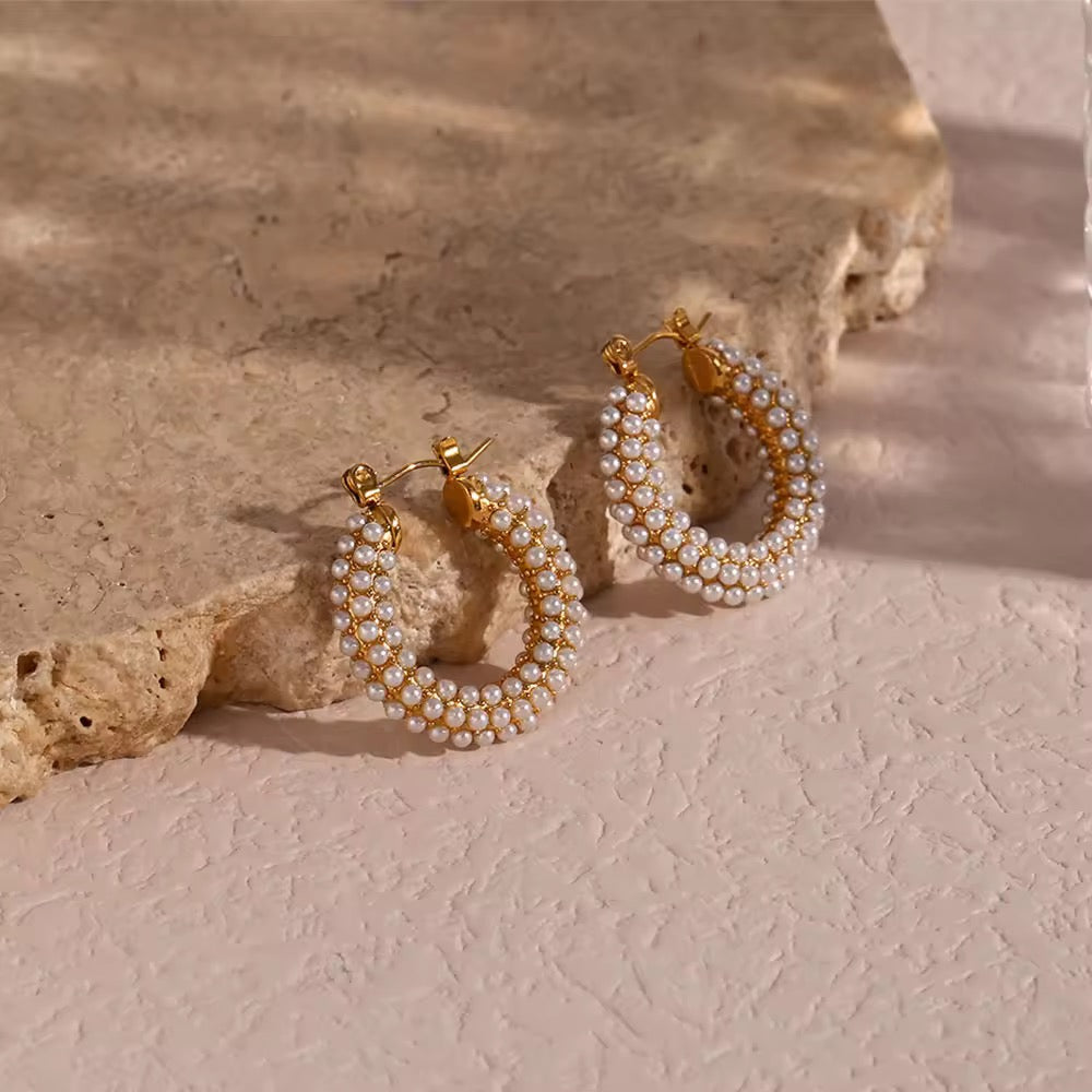 Timeless Pearl Glow Hoop Earrings