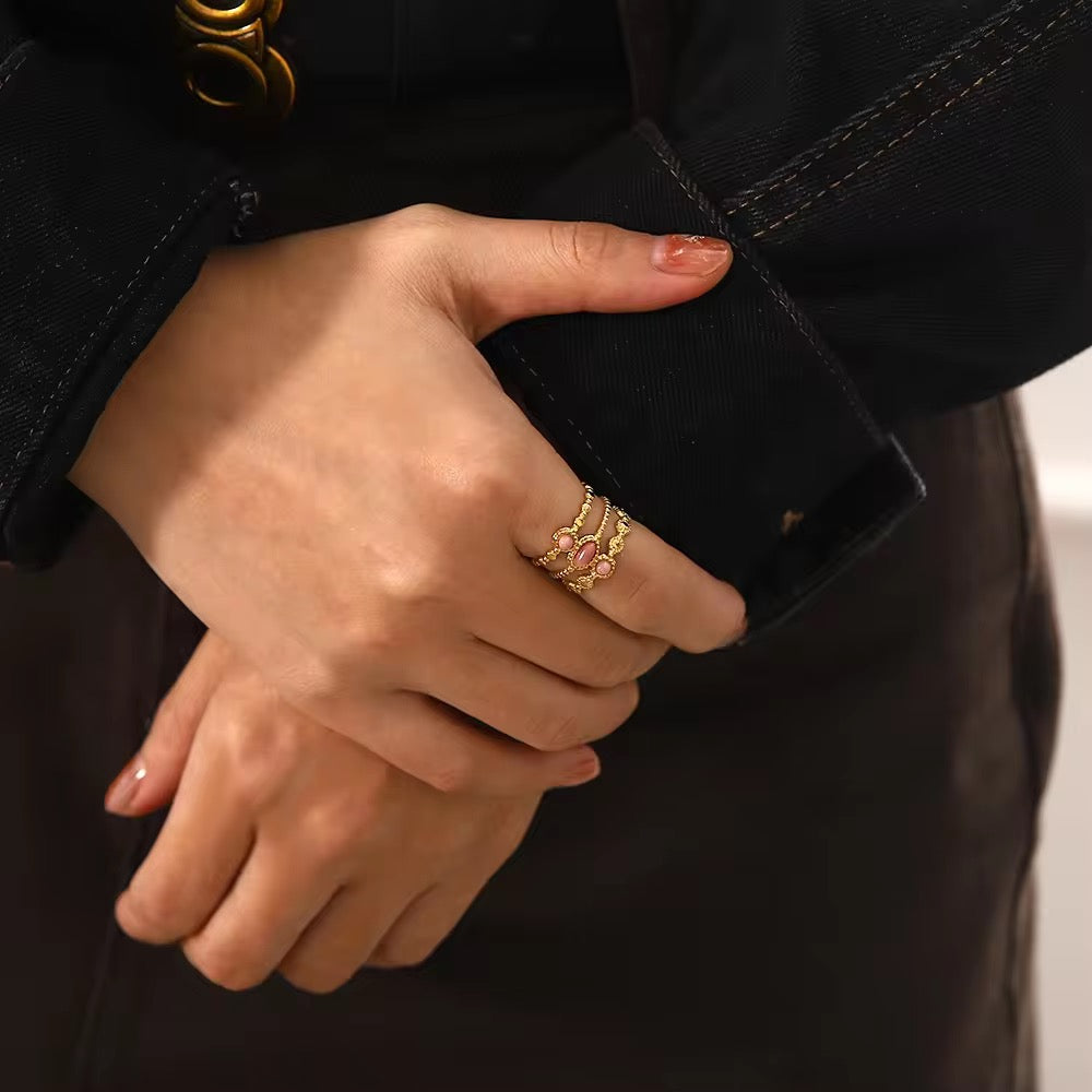 Triple layered Blush Ring