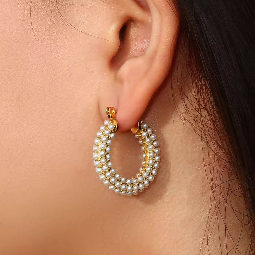 Timeless Pearl Glow Hoop Earrings