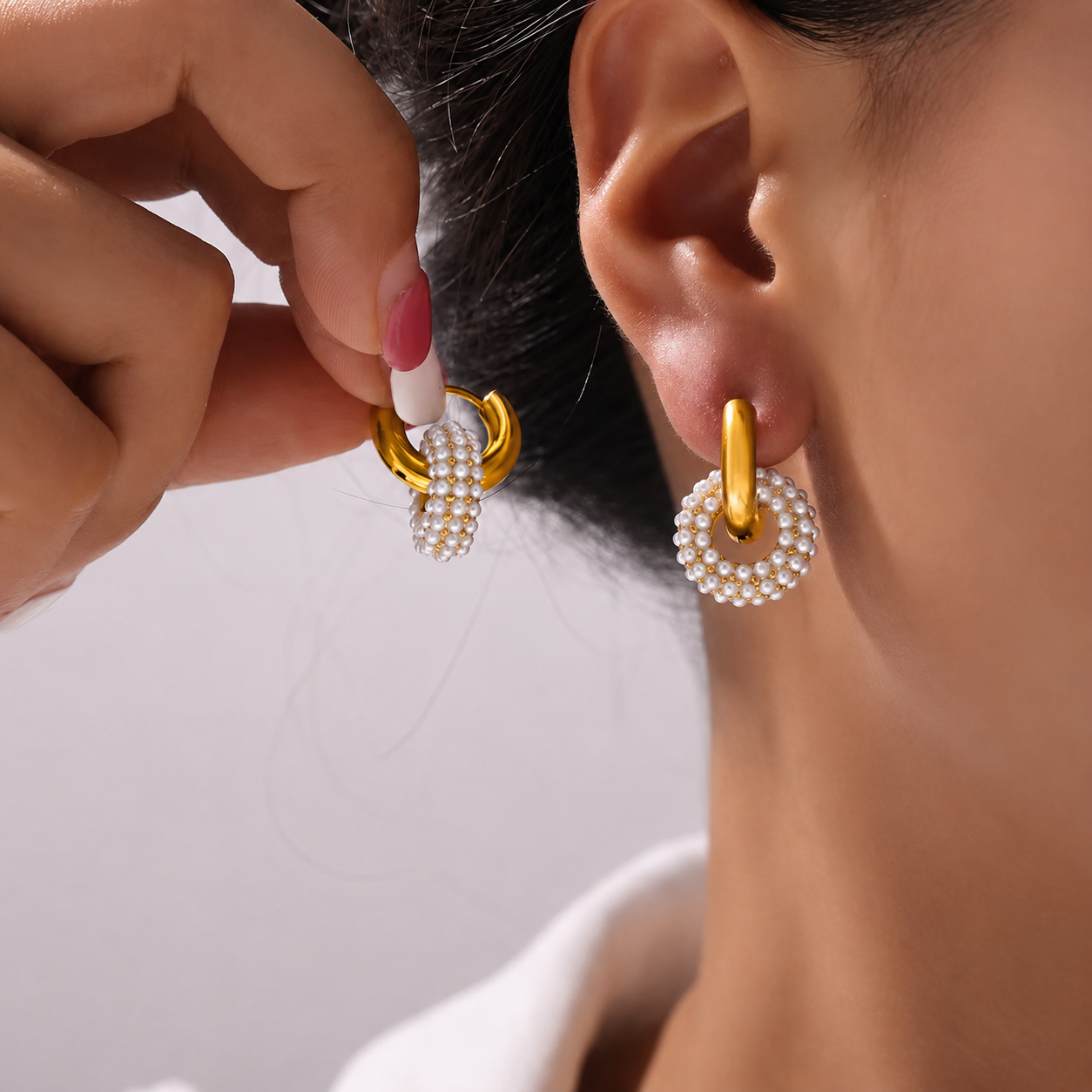 Infinity Glow Pearl Hoop Earrings