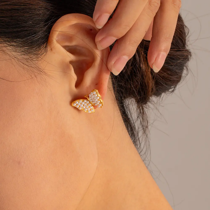 Pearl Butterfly Stud Earrings