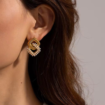 Sculpted Elegance Pearl Earrings