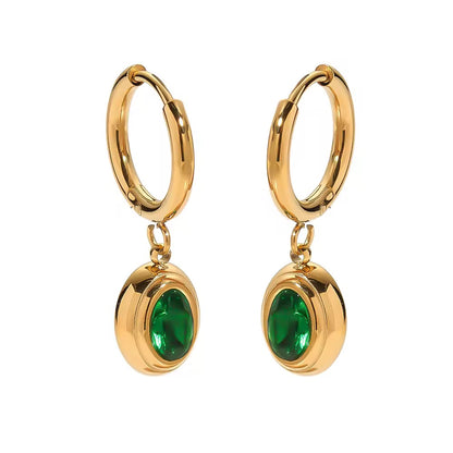 Emerald Hoop Earrings