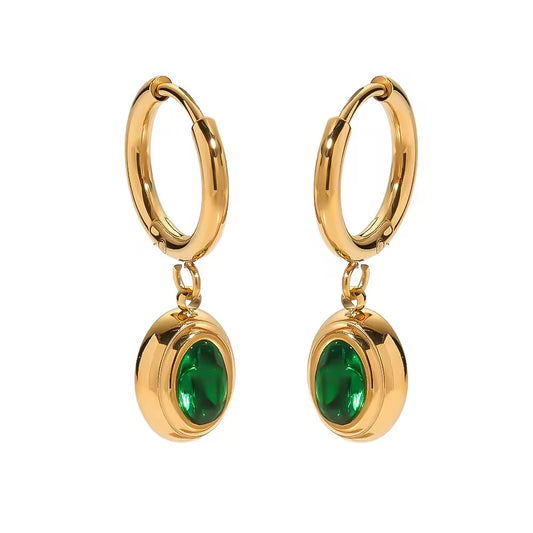 Emerald Hoop Earrings