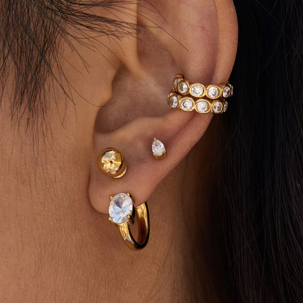 White zirconia class Ear Cuff