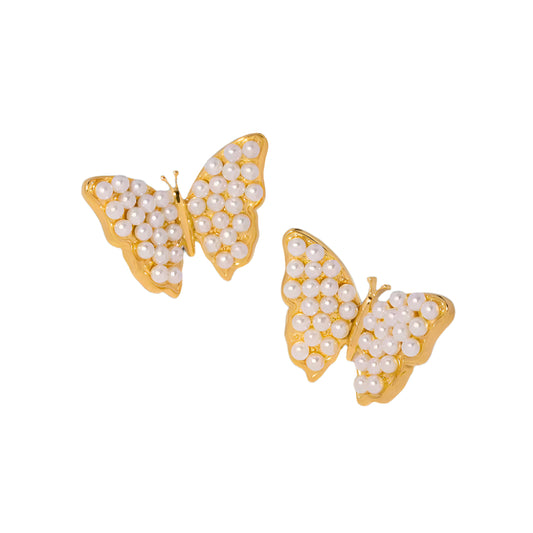 Pearl Butterfly Stud Earrings