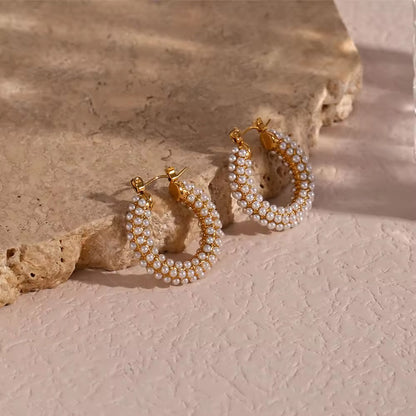 Timeless Pearl Glow Hoop Earrings