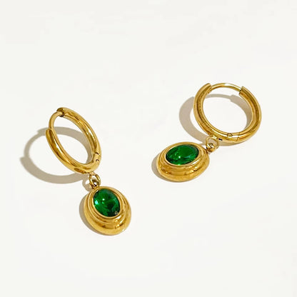 Emerald Hoop Earrings