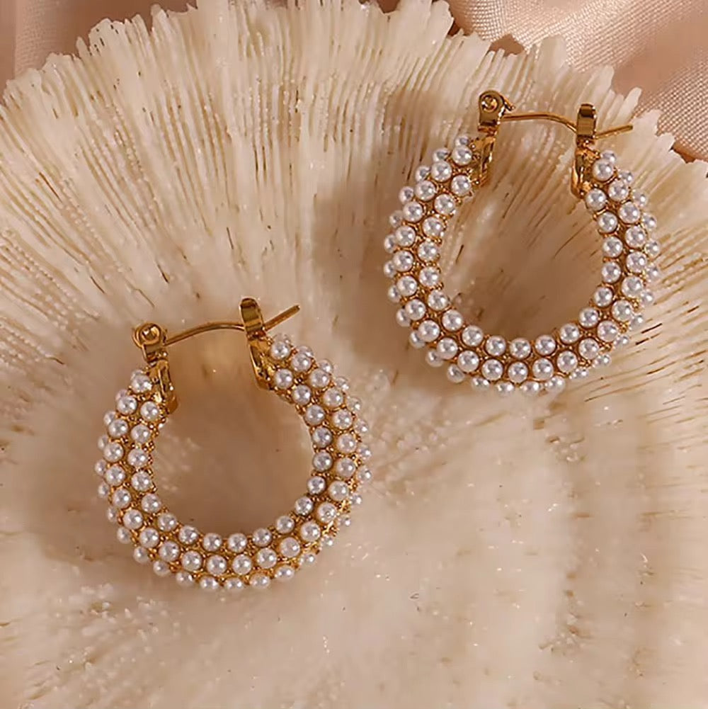 Timeless Pearl Glow Hoop Earrings