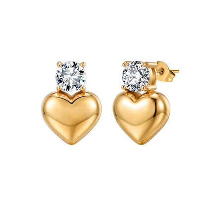 Golden Heartstone Stud Earrings