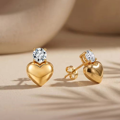 Golden Heartstone Stud Earrings