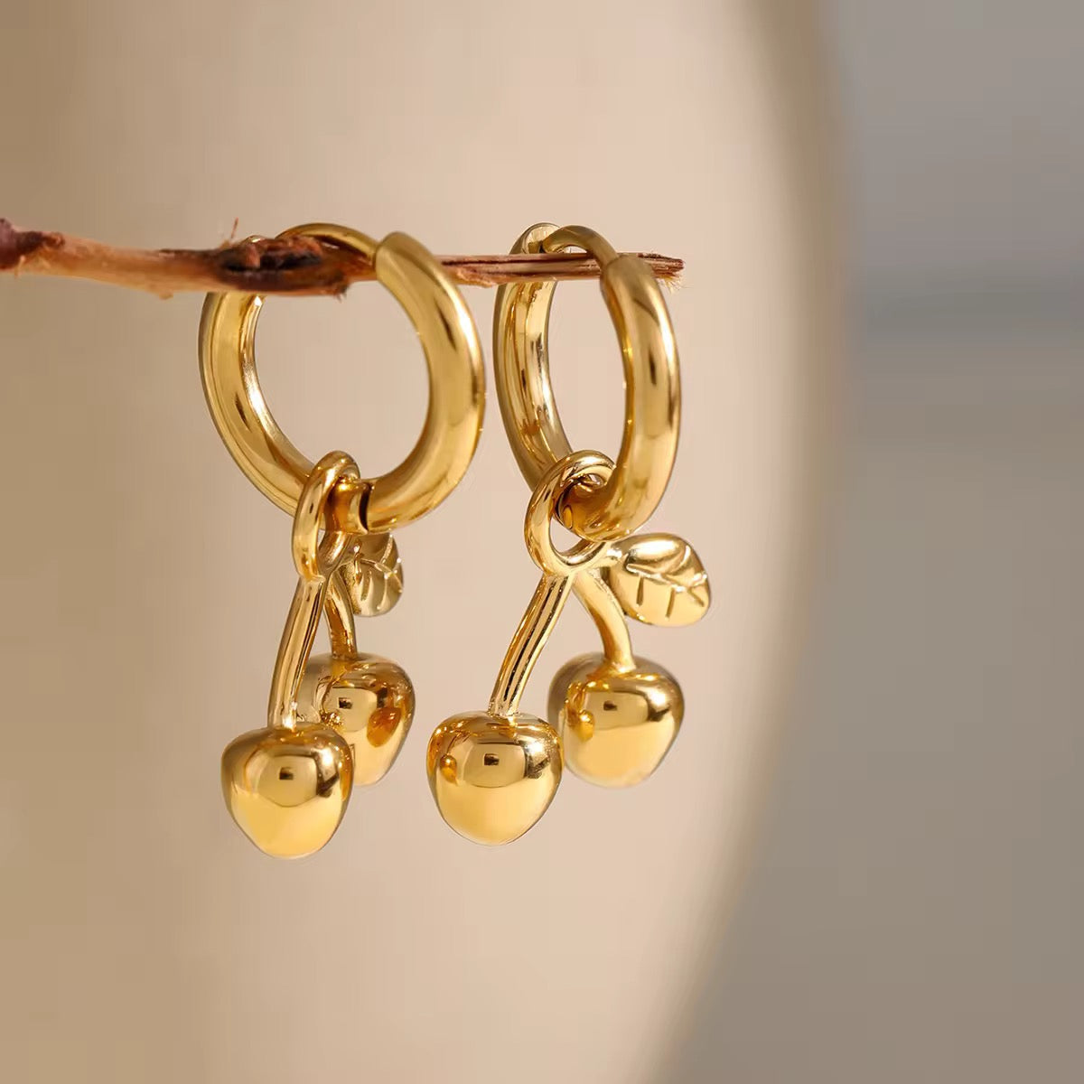 Golden Cherry Hoops