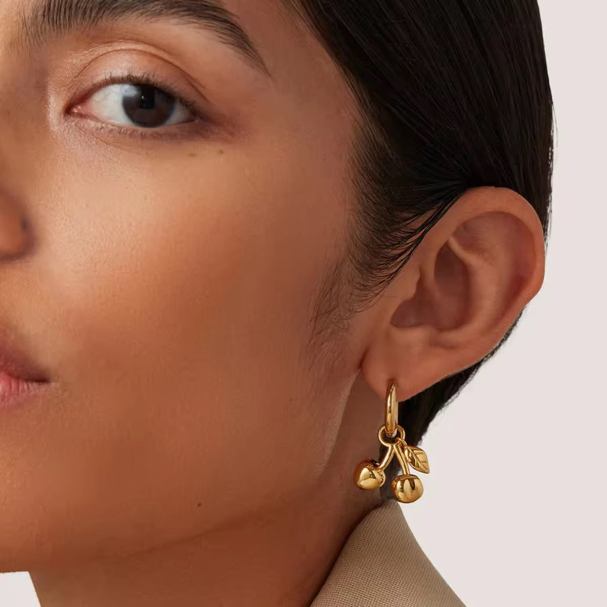 Golden Cherry Hoops