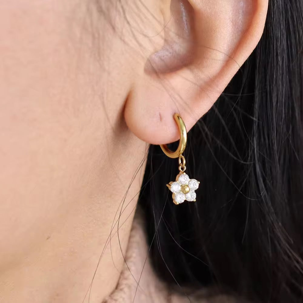 Daisy Bloom Huggie Earrings