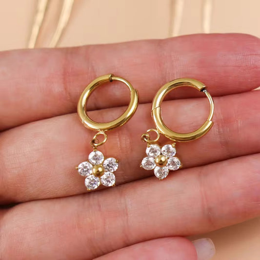 Daisy Bloom Huggie Earrings