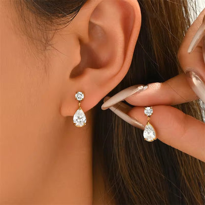 Solitaire Teardrop Earrings