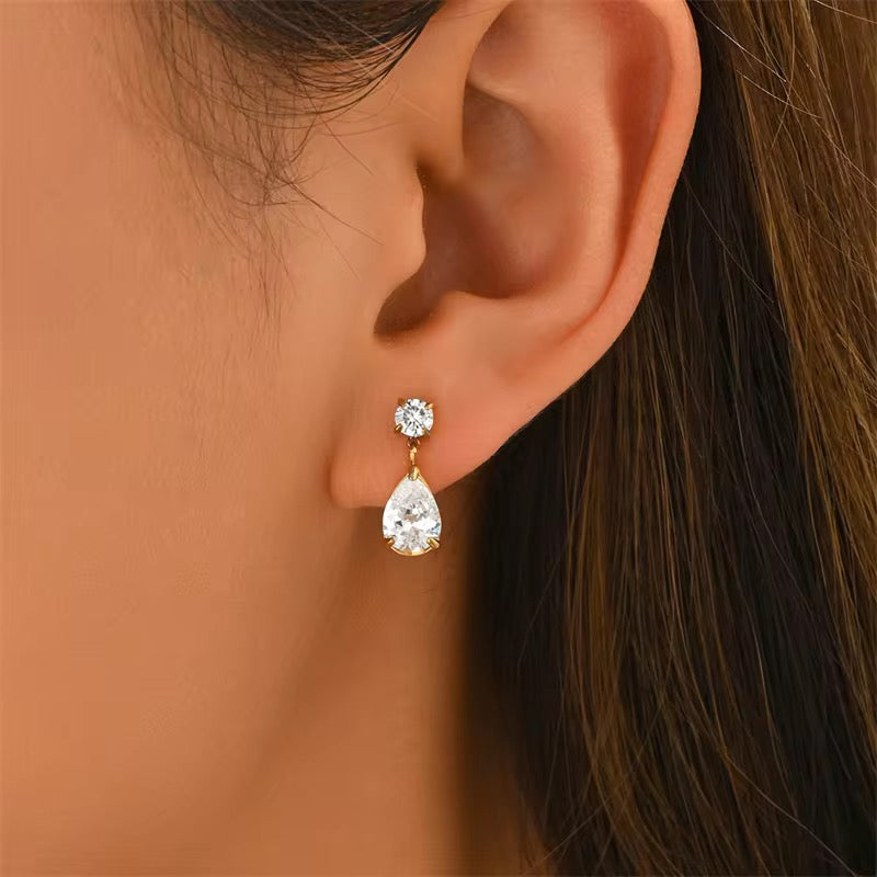 Solitaire Teardrop Earrings