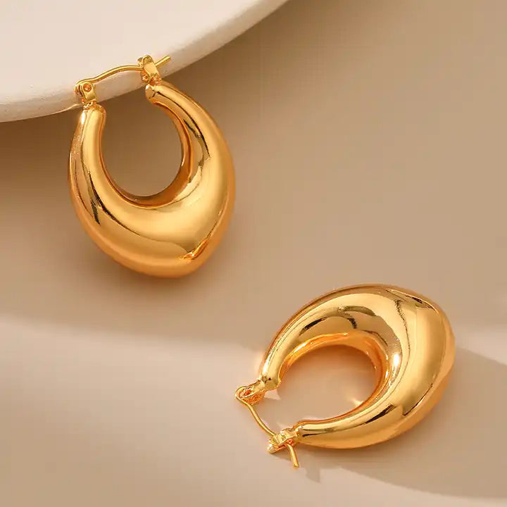 Hollow Water Drop Hoop Earrings