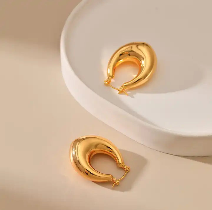 Hollow Water Drop Hoop Earrings