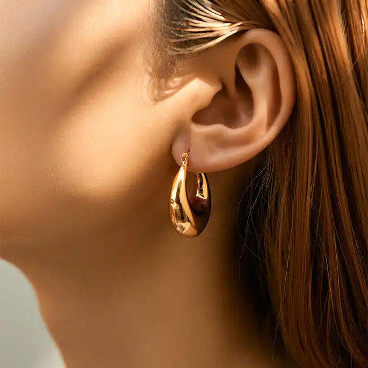 Hollow Water Drop Hoop Earrings