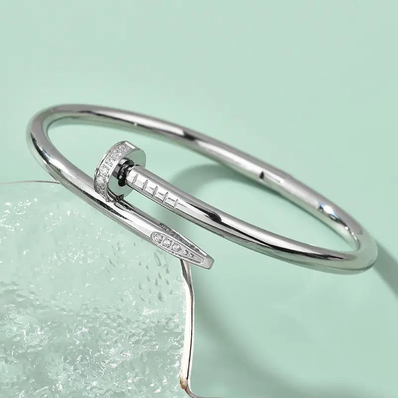 Nail crystal studded Bangle Bracelet