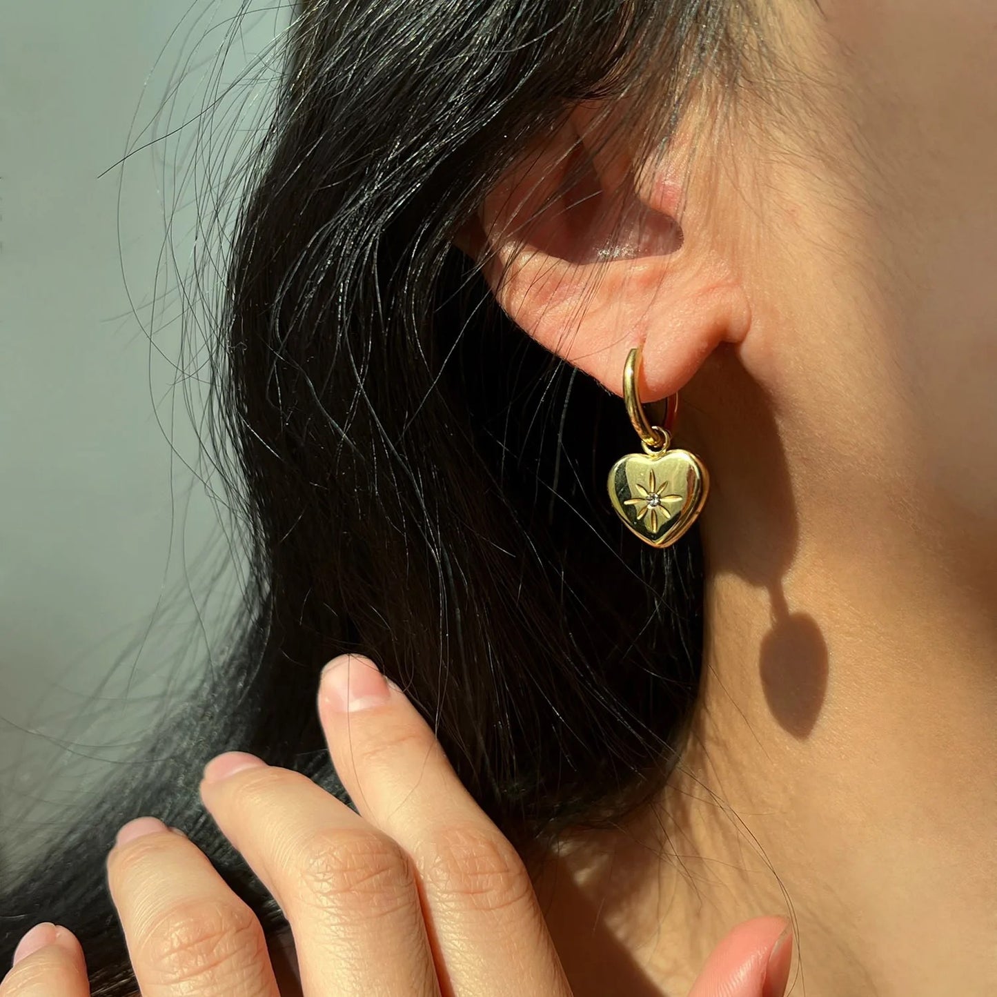 NorthStar Heart Hoop Earrings
