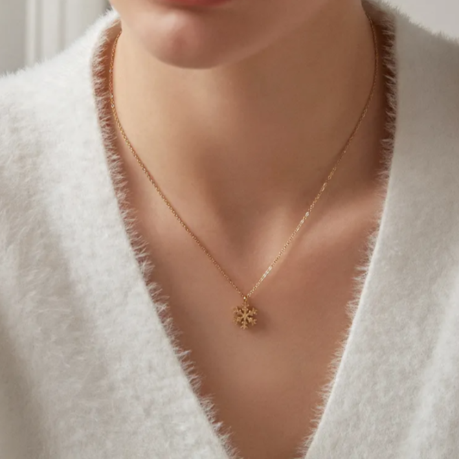 Shimmer Snow Flake Necklace